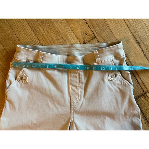 Spanx Stretch Twill High Rise Wide Leg Crop Pant Beige Women's Large - Picture 3 of 6